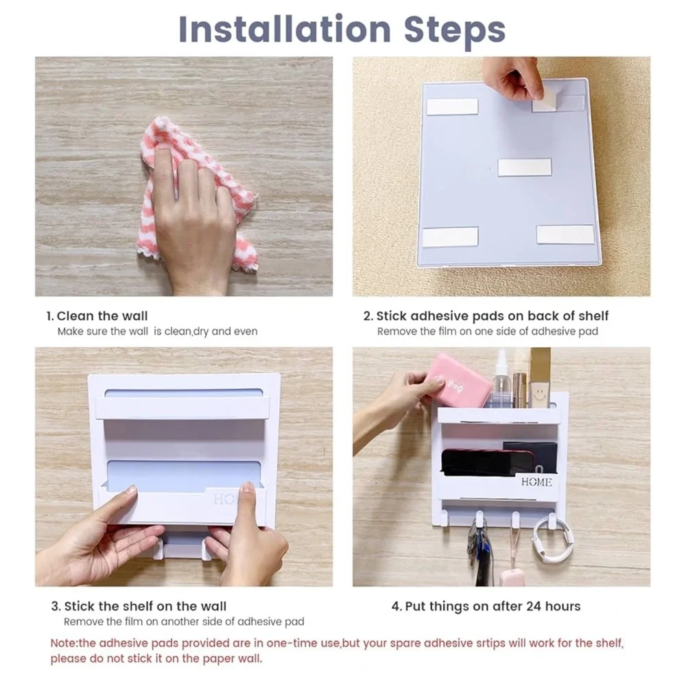 Wall Organizer with Hooks Bedside or Front Door